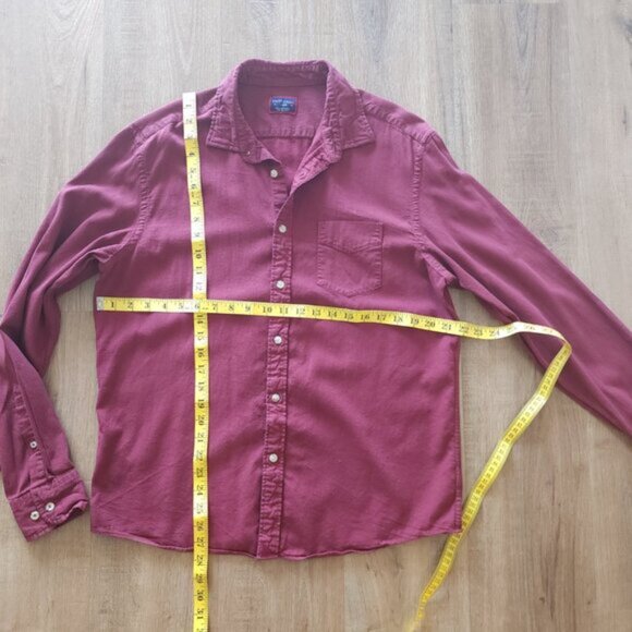 Untuckit Rohan Dark Red Ribbed Button Casual Button Down Shirt Casual Preppy - Picture 5 of 8